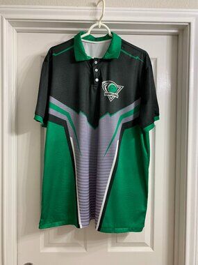 Men's Green and Black Bowling Shirt, Size XXL